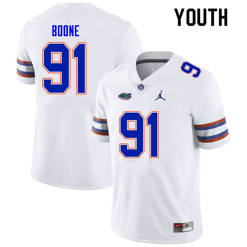 NCAA Florida Gators Justus Boone Youth #91 Nike White Stitched Authentic College Football Jersey IKF2064OW